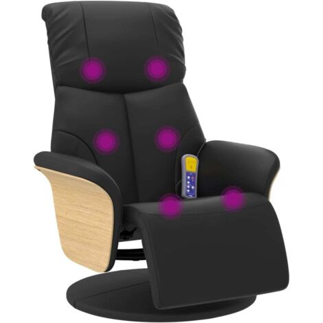 Fauteuil inclinable de massage repose-pieds noir similicuir vidaXL (1/5)