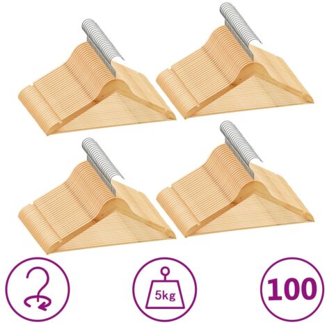Cintres antidérapants 100 pcs Bois dur vidaXL