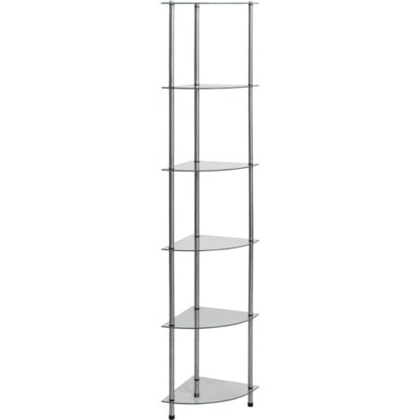 Vidaxl – Étagère bibliothèque 6 niveaux en verre trempé 30x30x160 cm – Acier inoxydable – Transparent – Pour objets de collection et rangement