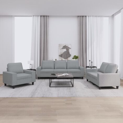 Ensemble de canapés 3 pcs gris clair tissu vidaXL (1/5)