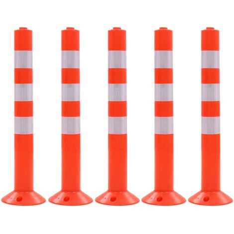 Vidaxl – Borne de contrôle du trafic 5 pcs – Poteaux en plastique 75 cm – Bandes réfléchissantes argentées – Très visible pour sécurité routière