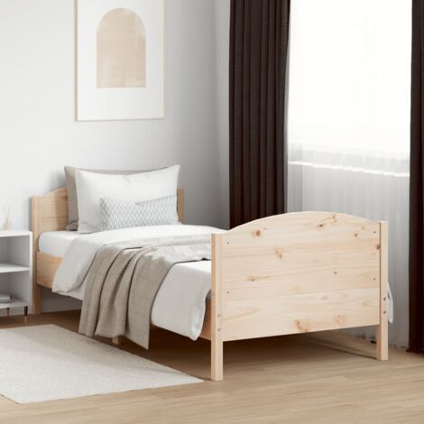Vidaxl – Cadre de lit 90x190 cm en bois de pin massif – Structure robuste – Assemblage requis – Style rustique pour chambre (1/6)