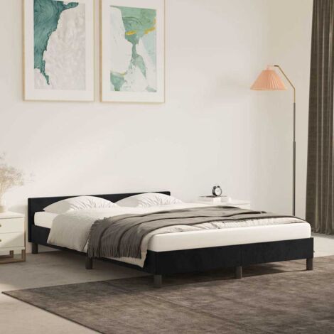Cadre de lit sans matelas noir 140x190 cm velours vidaXL (1/5)