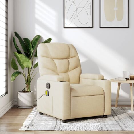 Fauteuil de massage inclinable Crème Tissu vidaXL (1/5)