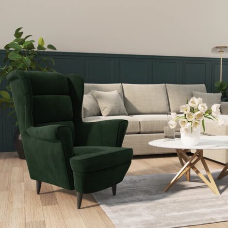 Vidaxl – Fauteuil club vert foncé en velours – Largeur 50 cm – Dossier et siège rembourrés – Charge maximale 110 kg