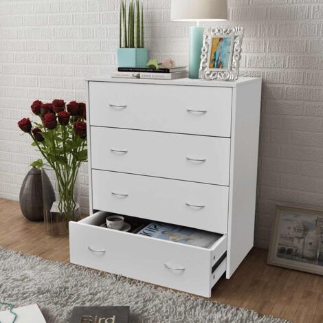 Vidaxl – Buffet blanc 4 tiroirs 60x30,5x71 cm – Bois d'ingénierie et MDF – Facile à assembler – Capacité de charge 50 kg (1/6)