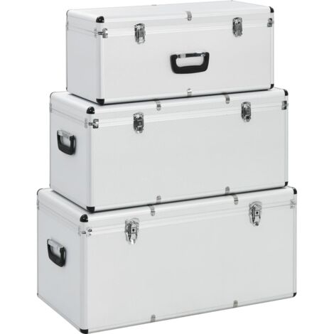 Boîtes de rangement 3 pcs Argenté Aluminium vidaXL