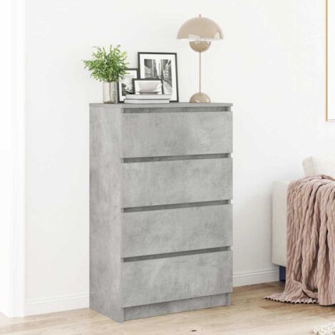 Vidaxl – Buffet gris béton 60x35x98,5 cm – Bois d'ingénierie résistant à l'humidité – 4 tiroirs – Design minimaliste moderne
