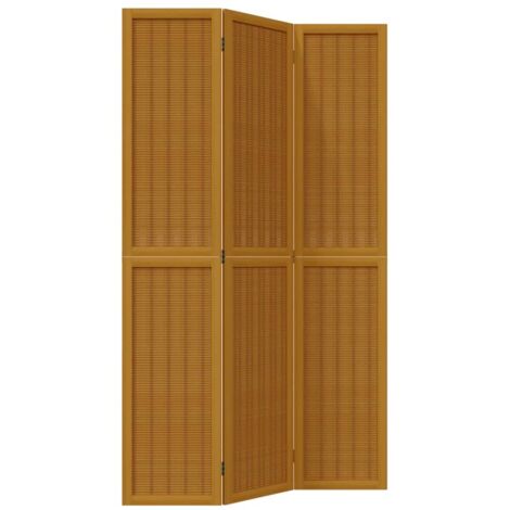vidaXL Room Divider 3 Panels Brown Solid Wood Paulownia