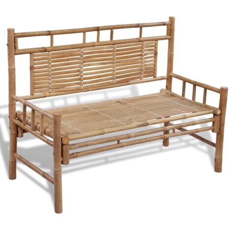 Vidaxl – Banc de jardin en bambou 120 cm – Résistant aux intempéries – Confort optimal avec dossier – Facile à nettoyer – Pour terrasses et balcons