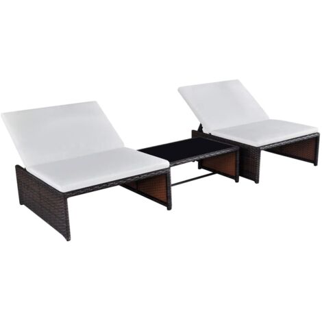 Vidaxl – Ensemble de 2 chaises de jardin inclinables et table basse en résine tressée – Acier enduit – Charge maximale 110 kg – Dimensions chaise 65 x 68 x 69 cm (1/8)