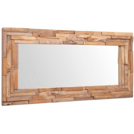 Vidaxl – Miroir décoratif rectangulaire en teck 120x60 cm – Cadre en teck massif – Pour salle de bain et intérieur – Fabrication artisanale (1/3)
