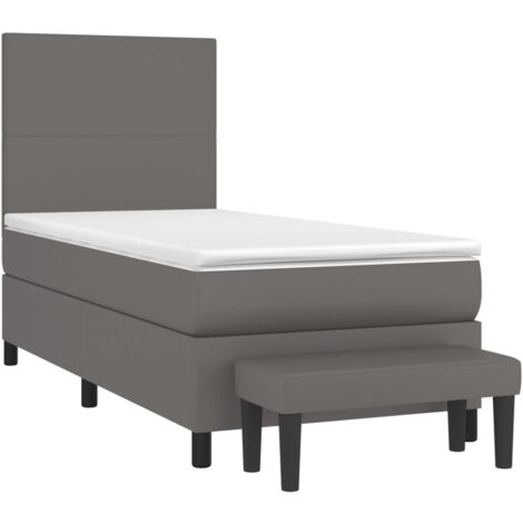 Sommier à lattes de lit avec matelas Gris 80x200 cm Similicuir vidaXL (1/5)