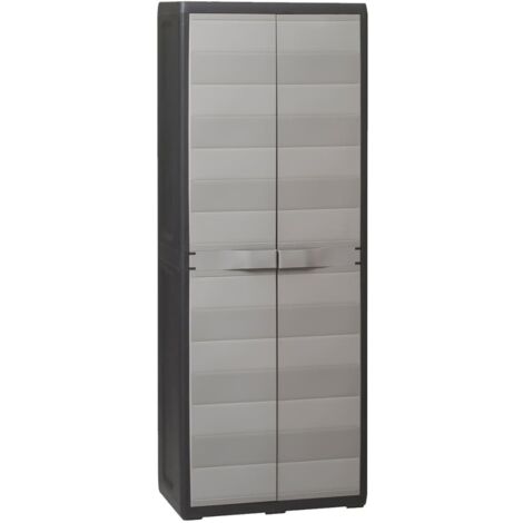 Armoire de rangement de jardin avec 3 étagères Noir et gris vidaXL