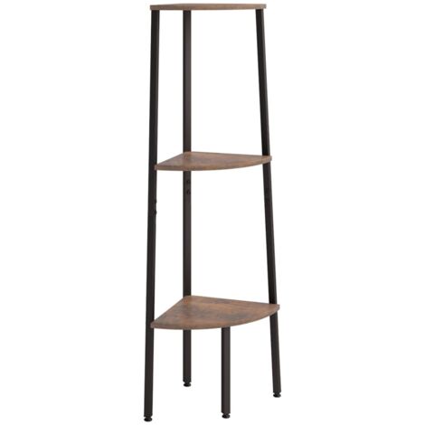 Étagère d'angle 3 niveaux Marron foncé et noir 45,5x31,5x120 cm vidaXL