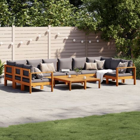 Salon de jardin avec coussins 8 pcs bois massif d'acacia vidaXL