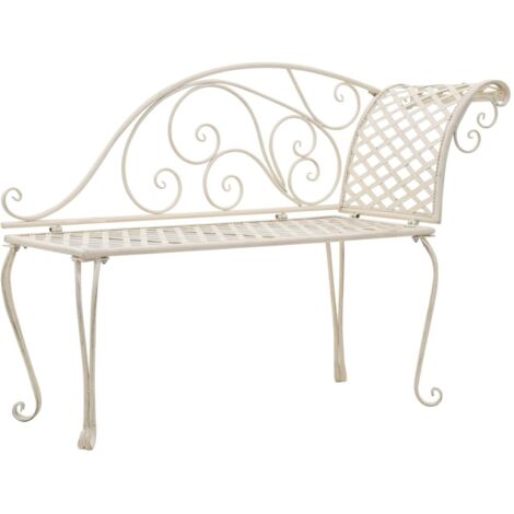 Chaise longue de jardin 128 cm Métal Antique Blanc vidaXL (1/6)