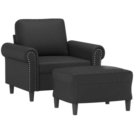 Fauteuil avec repose-pied Noir 60 cm Similicuir vidaXL (1/5)