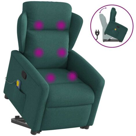 Fauteuil inclinable de massage Vert foncé Tissu vidaXL (1/5)