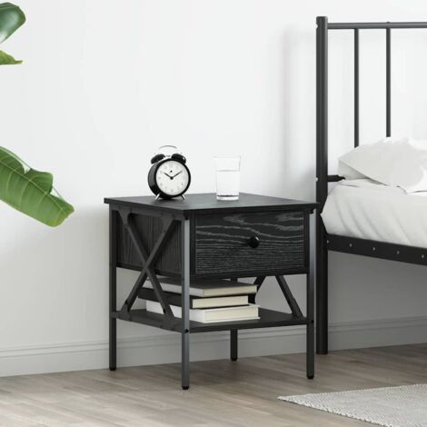 vidaXL  Bedside Cabinet  with Drawer Black oak 40 x 42 x 45 cm (1/5)