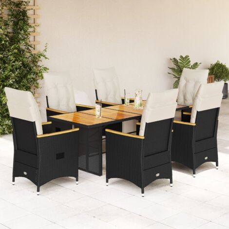 Ensemble de bistro de jardin 7 pcs coussins noir poly rotin vidaXL (1/5)