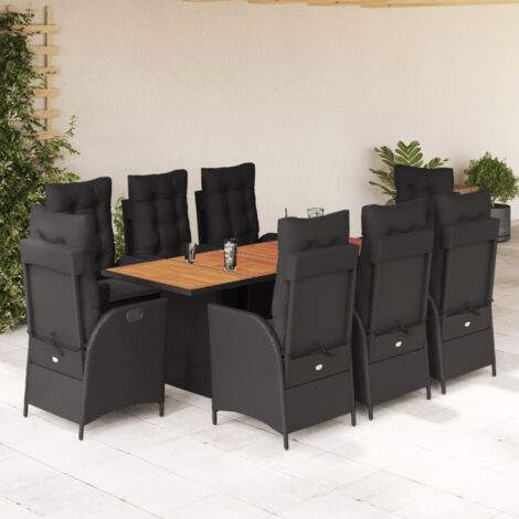 Ensemble à manger de jardin 9pcs coussins noir résine tressée vidaXL (1/5)