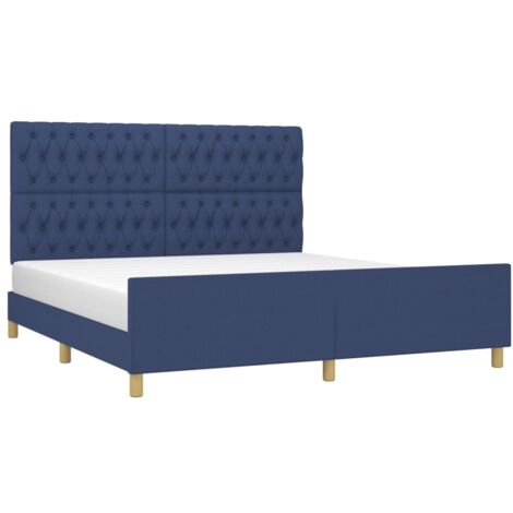 Cadre de lit sans matelas et tête de lit bleu 180x200 cm tissu vidaXL (1/5)