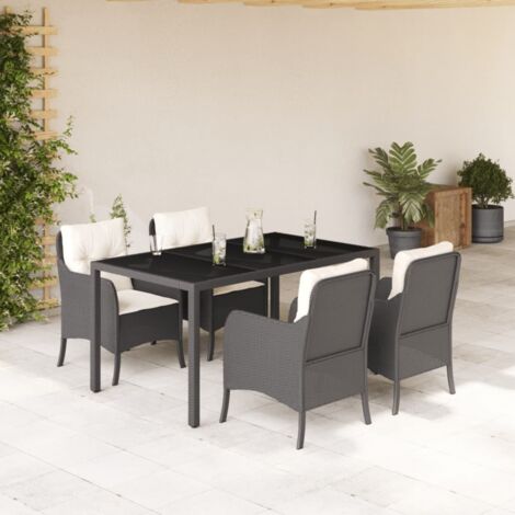 Ensemble à manger de jardin coussins 5pcs Noir Résine tressée vidaXL (1/5)