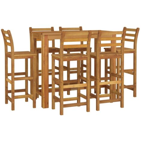 Ensemble de bar de jardin 7 pcs bois d'acacia solide vidaXL