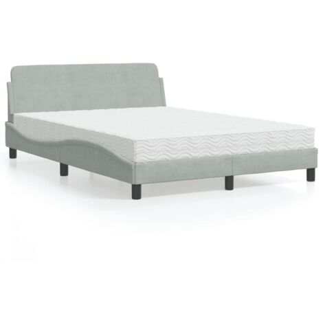Lit avec matelas Dover gris clair 120x200 cm velours vidaXL (1/5)