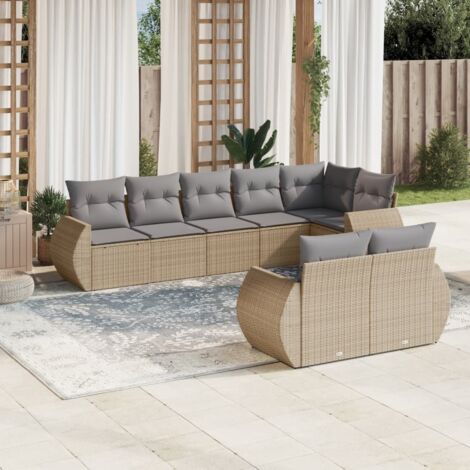 Salon de jardin avec coussins 8 pcs beige résine tressée vidaXL (1/5)