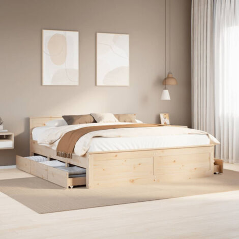 Cadre de lit sans matelas avec tête de lit 180x200 cm bois pin vidaXL (1/7)