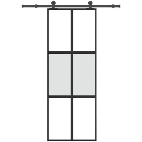 Porte coulissante kit de quincaillerie trempé verre aluminium vidaXL (1/5)