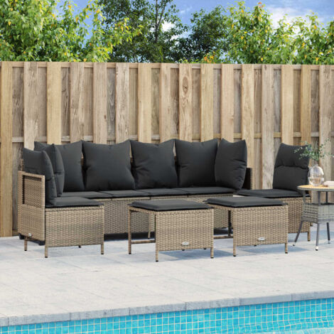 Salon de jardin 5 pcs avec coussins gris clair résine tressée vidaXL (1/5)