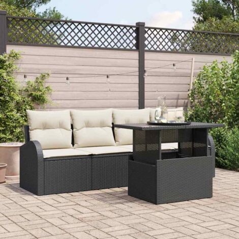 Ensemble de canapé de jardin 5 pcs Noir Poly Rattan vidaXL (1/5)