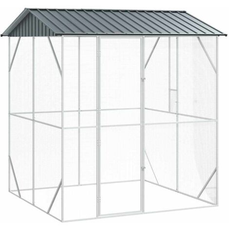 Vidaxl – Cage pour oiseaux anthracite 215 x 208 x 247 cm – Acier galvanisé anti-rouille – Usage extérieur – Facile à nettoyer