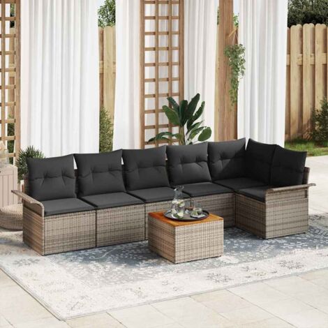 Ensemble de canapé de jardin avec coussin 7 pcs Gris vidaXL (1/5)