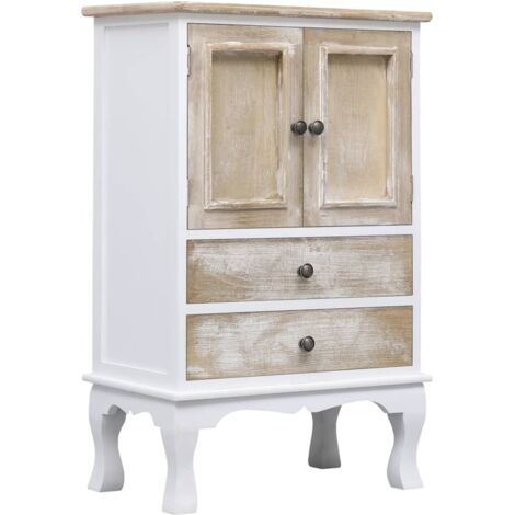 Vidaxl – Armoire à tiroirs blanche 50x30x80 cm – 2 tiroirs et 2 portes – Bois de paulownia et peuplier – Rangement moderne et élégant (1/5)