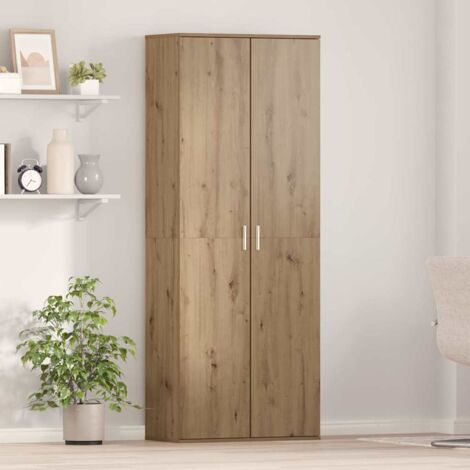 Vidaxl – Buffet haut en bois d'ingénierie chêne artisan 70 x 33.5 x 180 cm – Étagères ouvertes et compartimentées – Portes à charnières élégantes