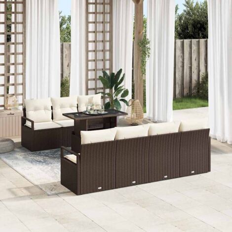 Ensemble de canapé de jardin 8 pcs Marron Poly rotin vidaXL (1/5)