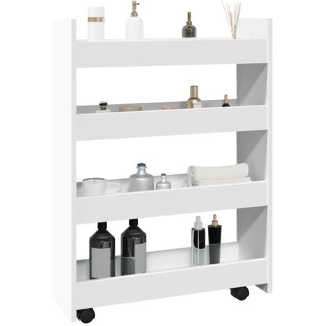 Vidaxl – Chariot de rangement étroit 4 niveaux – Bois d'ingénierie blanc – Dimensions 60x20x82cm – Charge 60kg – Pour petits espaces