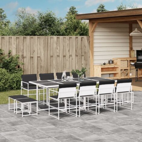 Ensemble à manger de jardin avec coussins 13pcs blanc textilène vidaXL (1/5)