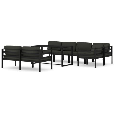 Salon de jardin 8 pcs avec coussins Aluminium Anthracite vidaXL (1/7)