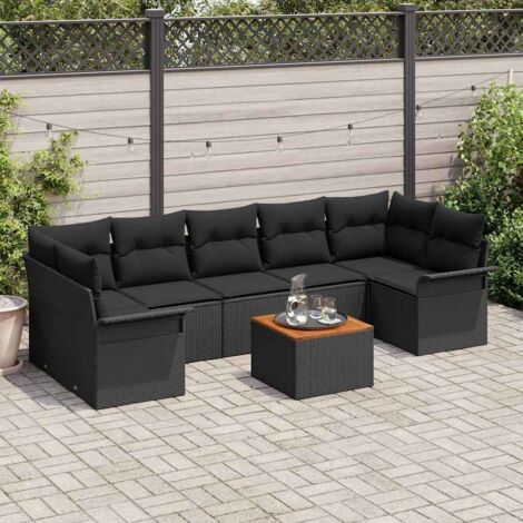 Ensemble de canapé de jardin avec coussin 8 pcs Noir vidaXL (1/5)