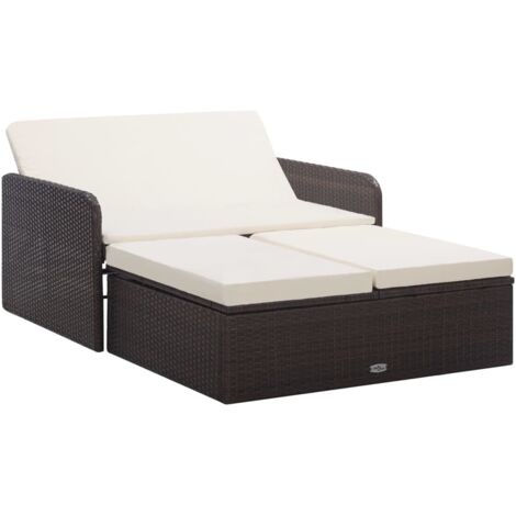 Vidaxl – Canapé de jardin 2 places en résine tressée marron – Coussins épais 4 cm – Dimensions 109x85/100x52-80 cm – Fonction de stockage (1/5)
