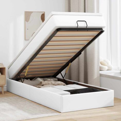 Cadre de lit ottoman avec matelas blanc 90x190 cm similicuir vidaXL (1/5)