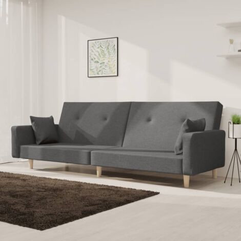 Canapé-lit à 2 places avec deux oreillers gris clair tissu vidaXL (1/5)