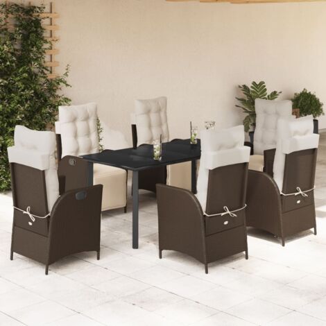 Ensemble à manger de jardin et coussins 7 pcs marron rotin vidaXL (1/5)
