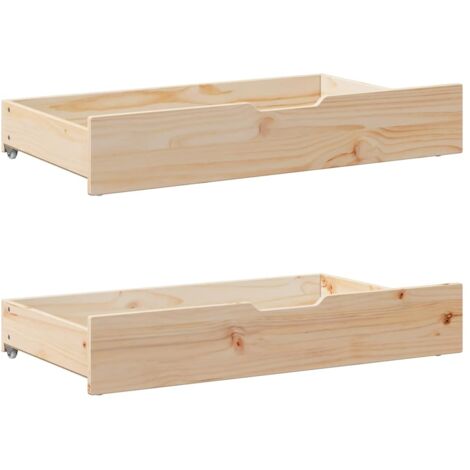 Vidaxl – Tiroirs sous le lit avec roulettes 2 pcs 90x55x17 cm – Bois de pin massif – Capacité de charge 20 kg – Assemblage requis