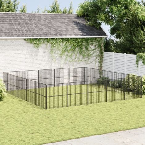 Parc pour chien 20 panneaux noir acier galvanisé vidaXL
